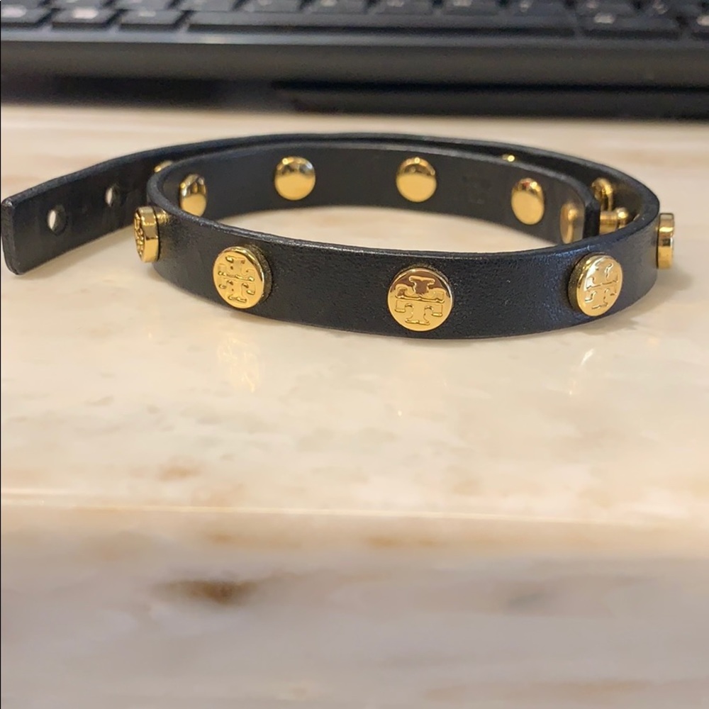 Tory Burch double wrap logo stud bracelet